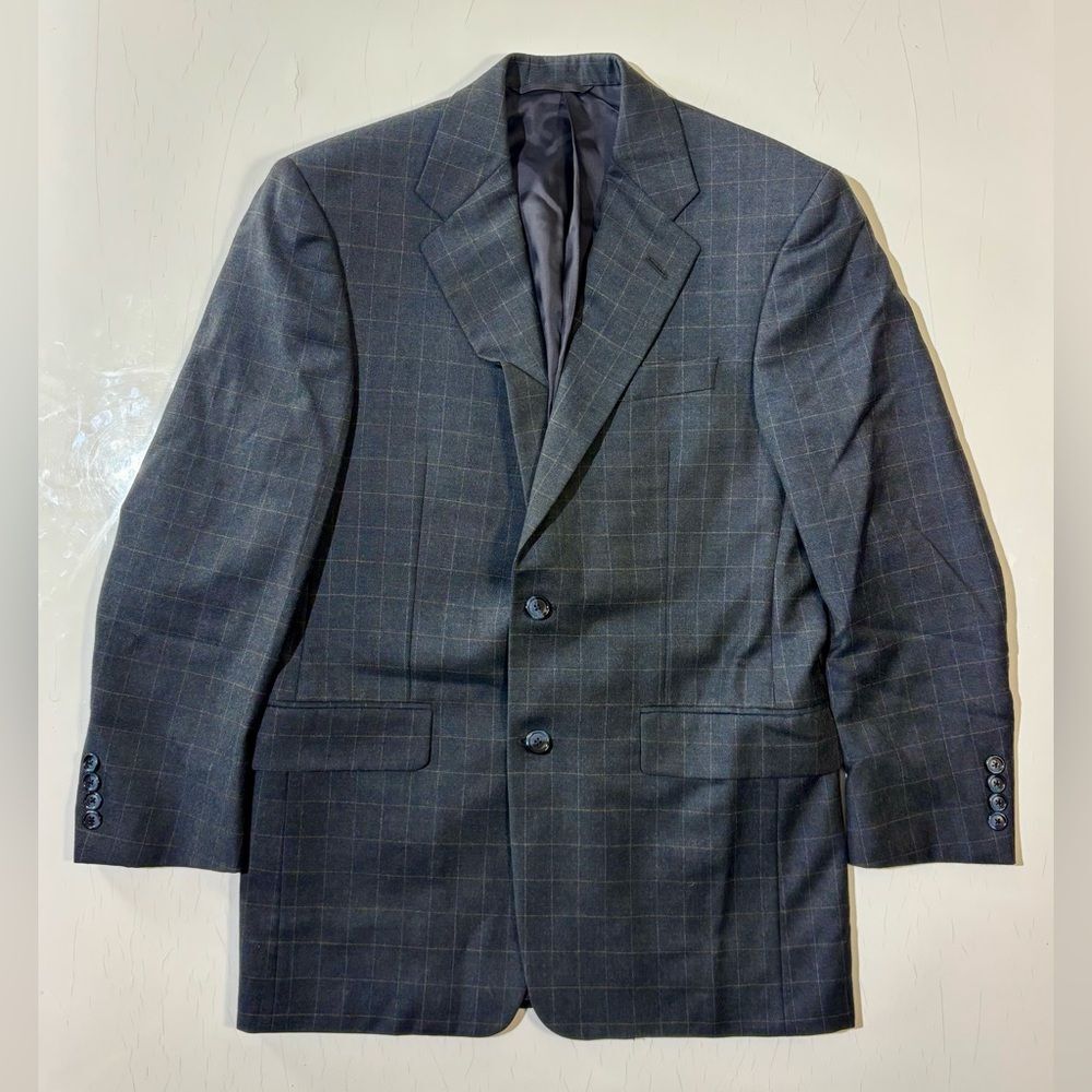 Hickey Freeman Bespoke Charcoal Plaid Blazer - 38
